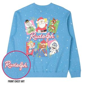 RSVLTS Rudolph and Friends Crewneck Sweatshirt in Blue — front view