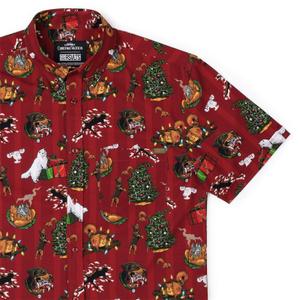 RSVLTS Christmas Critters KUNUFLEX Short Sleeve Shirt in Red — front view