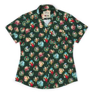 RSVLTS Season’s Wreathings Women's KUNUFLEX Short Sleeve Shirt in Green — front view