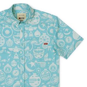 RSVLTS Holiday Hangin' KUNUFLEX Short Sleeve Shirt in Blue — front view