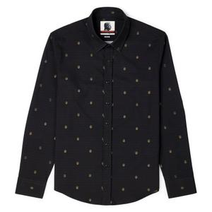 RSVLTS Arch Deco Long Sleeve Shirt in Black — front view