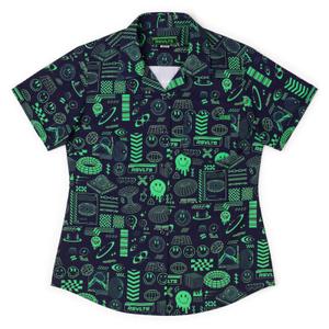 RSVLTS World Wide Widgets women’s cut Women's KUNUFLEX Short Sleeve Shirt in Black — front view