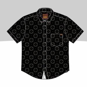 RSVLTS Inscriptions KUNUFLEX Short Sleeve Shirt in Black — front view