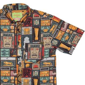 RSVLTS Olmec’s Temple KUNUFLEX Short Sleeve Shirt in Multicolor — front view