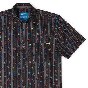 RSVLTS Mega Pixels KUNUFLEX Short Sleeve Shirt in Black — front view