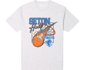 RSVLTS Seton Hall University Pirates Basketball Crewneck Tee in White — front view