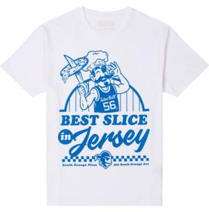 RSVLTS Seton Hall University Jersey Pizza Crewneck Tee in White — front view