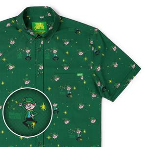 RSVLTS They’re After Me Lucky Charms! KUNUFLEX Short Sleeve Shirt in Green — front view