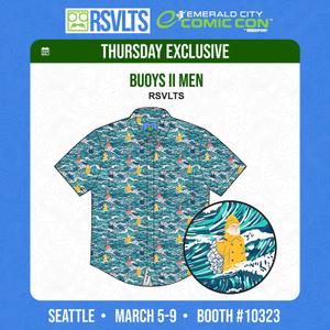 RSVLTS Buoys II Men KUNUFLEX Short Sleeve Shirt in Blue — front view