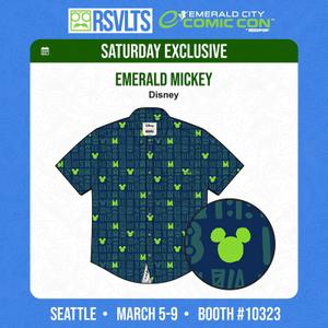 RSVLTS Emerald Mickey KUNUFLEX Short Sleeve Shirt in Blue — front view
