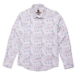 RSVLTS Cherry Blossom Long Sleeve Dress Shirt in Gray — front view