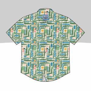 RSVLTS Gator Maze KUNUFLEX Short Sleeve Shirt in Green — front view