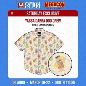 RSVLTS Yabba Dabba Doo Crew KUNUFLEX Short Sleeve Shirt in White — front view