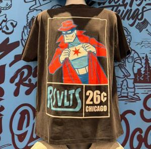 RSVLTS Chicago Vintage Crewneck Tee in Black — front view