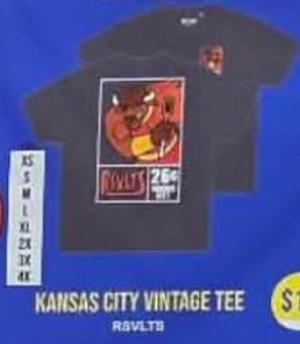 RSVLTS Kansas City Vintage Crewneck Tee in Black — front view