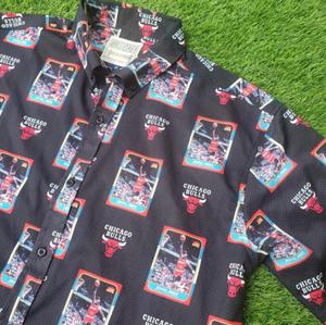 RSVLTS MJ Rookie Card KUNUFLEX Short Sleeve Shirt in Black — front view