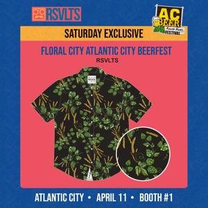 RSVLTS Floral City Atlantic City Beerfest KUNUFLEX Short Sleeve Shirt in Black — front view