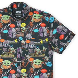 RSVLTS Mandalorian Comic KUNUFLEX Short Sleeve Shirt in Black — front view