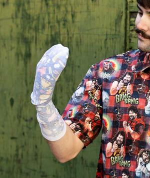 RSVLTS Ron Swanson’s Sock of Greatness Crew Socks in Blue — front view
