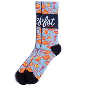 RSVLTS Breakfast Of Champions Crew Socks in Blue — front view