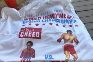 RSVLTS World Heavyweight Boxing Championship Crewneck Tee in White — front view