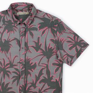 RSVLTS Ember Sunset (Bamboo) KUNUFLEX Short Sleeve Shirt in Gray — front view
