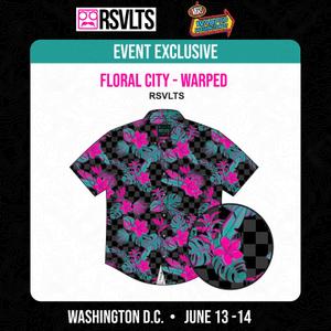 RSVLTS Floral City KUNUFLEX Short Sleeve Shirt in Black — front view