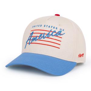 RSVLTS Retro ’76 5-panel curved brim 5-Panel Curved Brim Hat in White — front view