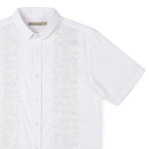 RSVLTS Guayabera (Bamboo) KUNUFLEX Short Sleeve Shirt in White — front view