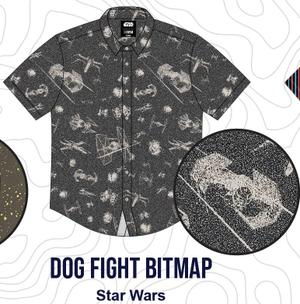 RSVLTS Dog Fight Bitmap Bamboo Short Sleeve Shirt — front view