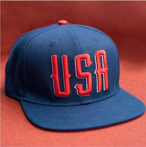 RSVLTS USA Snapback Hat in Blue — front view