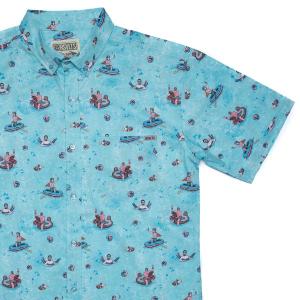 RSVLTS Presidential Pool Party KUNUFLEX Short Sleeve Shirt in Blue — front view