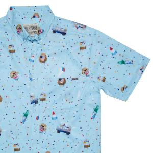 RSVLTS Freedom À La Mode KUNUFLEX Short Sleeve Shirt in Blue — front view