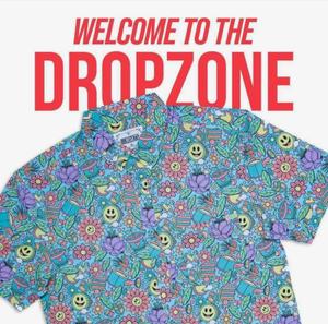 RSVLTS Happy Dazed KUNUFLEX Short Sleeve Shirt in Blue — front view