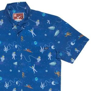 RSVLTS Walker Space Ranger KUNUFLEX Short Sleeve Shirt in Blue — front view