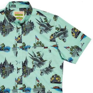 RSVLTS Tourists KUNUFLEX Short Sleeve Shirt in Green — front view
