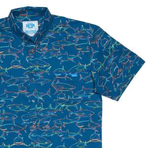 RSVLTS Sharknicolor KUNUFLEX Short Sleeve Shirt in Blue — front view