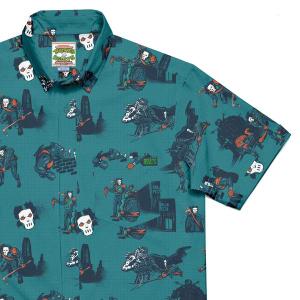RSVLTS Batter Up! KUNUFLEX Short Sleeve Shirt in Blue — front view