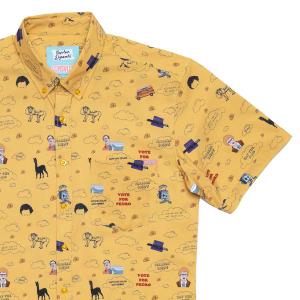 RSVLTS Ligers, Llamas & Tots KUNUFLEX Short Sleeve Shirt in Yellow — front view