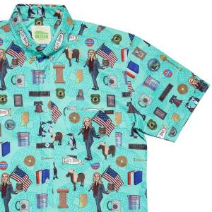 RSVLTS Leslie Knope KUNUFLEX Short Sleeve Shirt in Green — front view