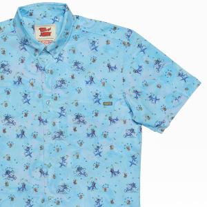 RSVLTS Dazed and Confused KUNUFLEX Short Sleeve Shirt in Blue — front view