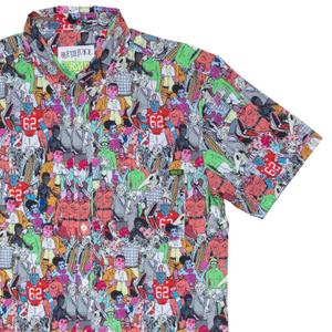 RSVLTS Netherworld Waiting Room KUNUFLEX Short Sleeve Shirt in Multicolor — front view