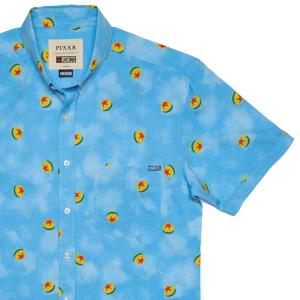 RSVLTS Pixar Ball KUNUFLEX Short Sleeve Shirt in Blue — front view