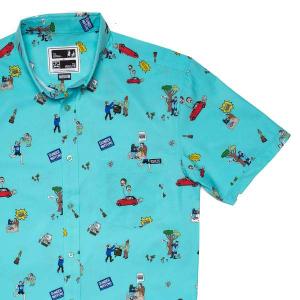 RSVLTS Assistant To The Regional Manager KUNUFLEX Short Sleeve Shirt in Blue — front view