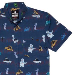 RSVLTS Zuul’s Ghouls KUNUFLEX Short Sleeve Shirt in Blue — front view