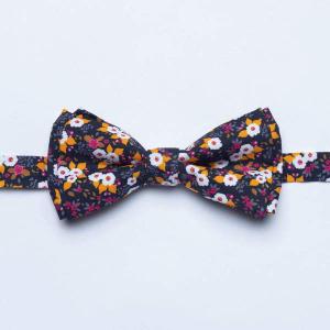 RSVLTS Flower Outage bow tie Tie & Pocket Square in Purple — front view
