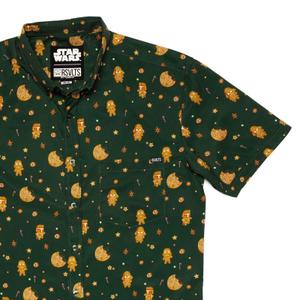 RSVLTS The Way The Empire Crumbles KUNUFLEX Short Sleeve Shirt in Green — front view