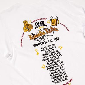 RSVLTS 1990 Kickers Winter Tour Crewneck Tee in White — front view