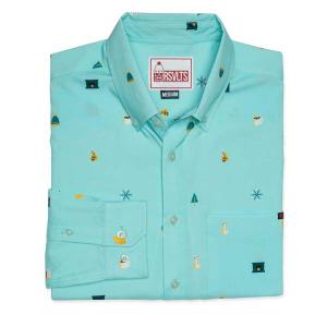 RSVLTS Snow Day Long Sleeve Shirt in Blue — front view