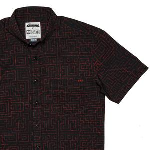 RSVLTS Lost In The Maze KUNUFLEX Short Sleeve Shirt in Black — front view